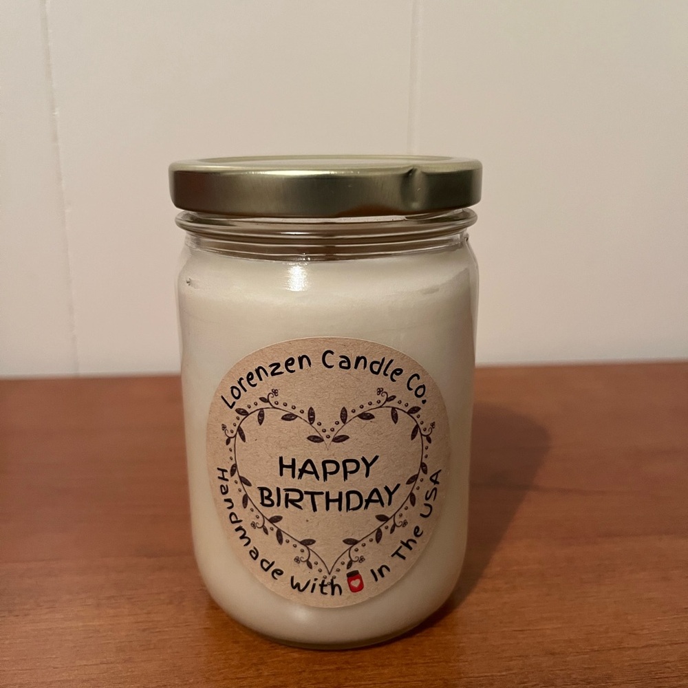 Lorenzen Candle Co. Happy Birthday Candle 12oz Vanilla Cake Scented